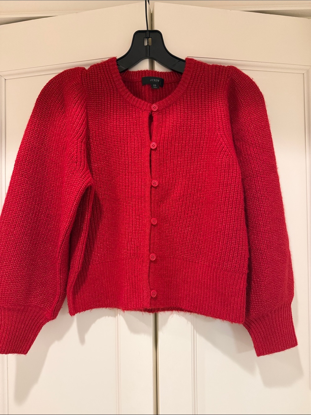 J. Crew Vibrant Red Button-Front Knit Cardigan